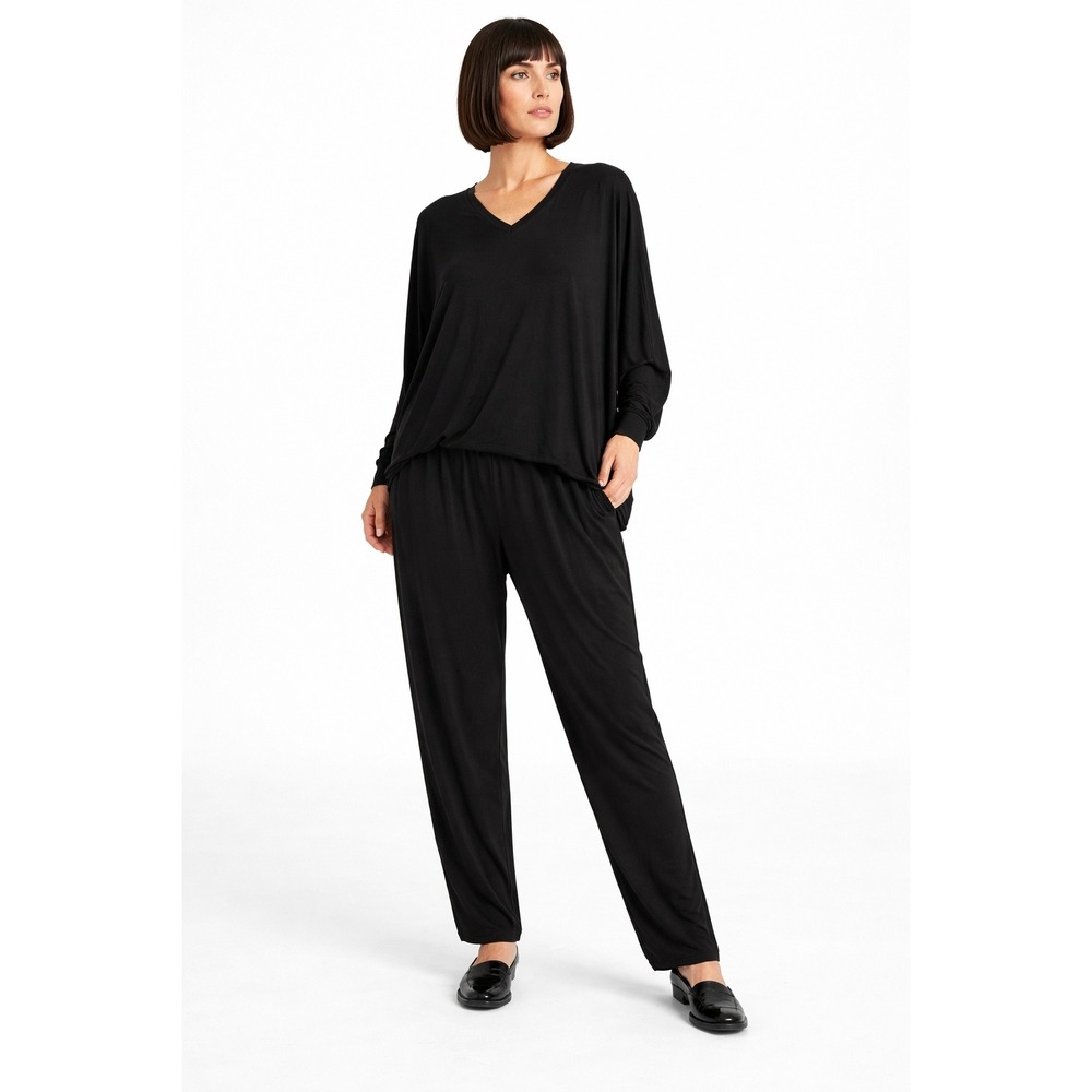 PLANET by Lauren G Matte Jersey Wide Leg Pants Black 2 M Elastic Waist USA